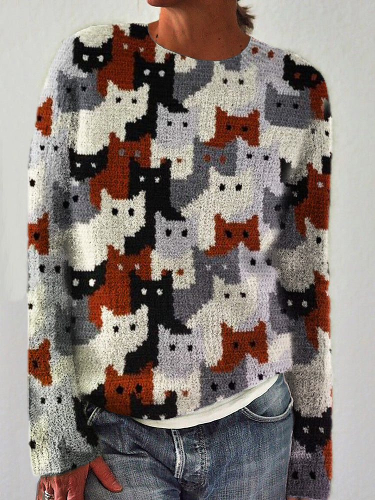 Colorful Cats Knit Art Cozy Sweater